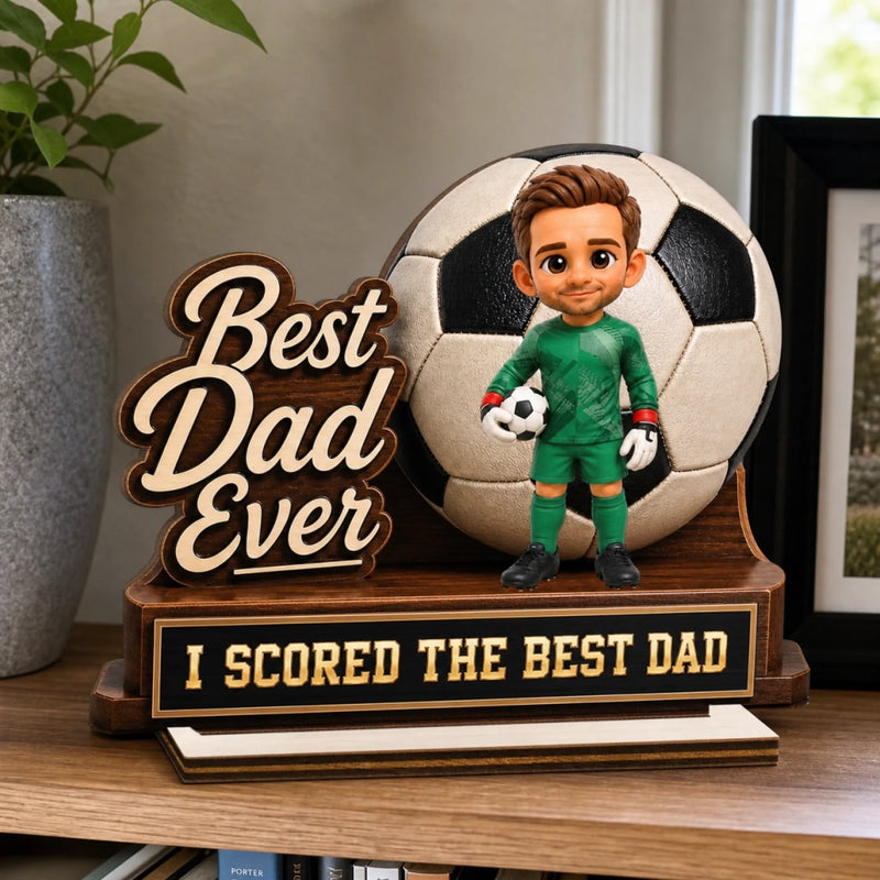 Custom Photo LA 2026 Soccer Dad 2-Layered Wooden Plaque - Personalized Father's Day Gifts For Dad, Grandpa, Soccer Lovers, Sports Fans, Sports Lovers - Kick Goals Make Memories