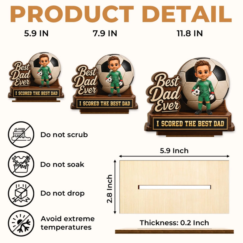 Custom Photo LA 2026 Soccer Dad 2-Layered Wooden Plaque - Personalized Father's Day Gifts For Dad, Grandpa, Soccer Lovers, Sports Fans, Sports Lovers - Kick Goals Make Memories