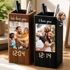 Custom Photo Pen Holder With Clock – Personalized Father's Day Birthday Gifts For Dad, Grandpa – Loved Guided And Inspired By Dad