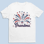 Custom T-shirt, Premium T-shirt, Hoodie - Personalized 4th Of July Gifts For Mom, Grandma - Family Lights Up Her World