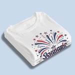 Custom T-shirt, Premium T-shirt, Hoodie - Personalized 4th Of July Gifts For Mom, Grandma - Family Lights Up Her World