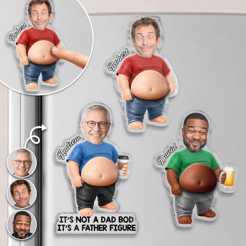 Custom Photo Dad Bod Belly Squishy Acrylic Fridge Magnet – Personalized Father's Day Funny Gifts For Dad, Grandpa – Dad Jokes Loading Please Wait