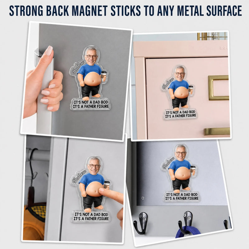 Custom Photo Dad Bod Belly Squishy Acrylic Fridge Magnet – Personalized Father's Day Funny Gifts For Dad, Grandpa – Dad Jokes Loading Please Wait