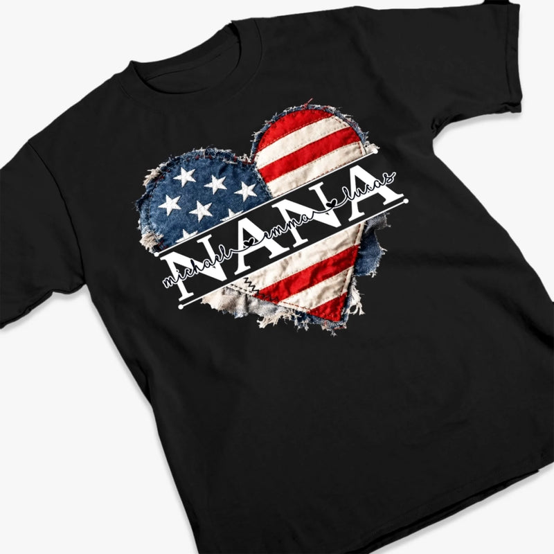 Custom T-shirt, Premium T-shirt, Hoodie - Personalized 4th Of July Gifts For Mom, Grandma - Blessed With Generations Of Love