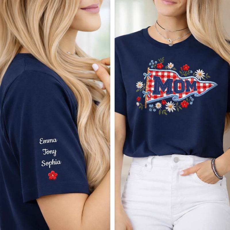 Custom Unisex T-Shirt With Design On Sleeve - Personalized Birthday Gifts For Mom, Grandma - A Mother’s Greatest Treasure