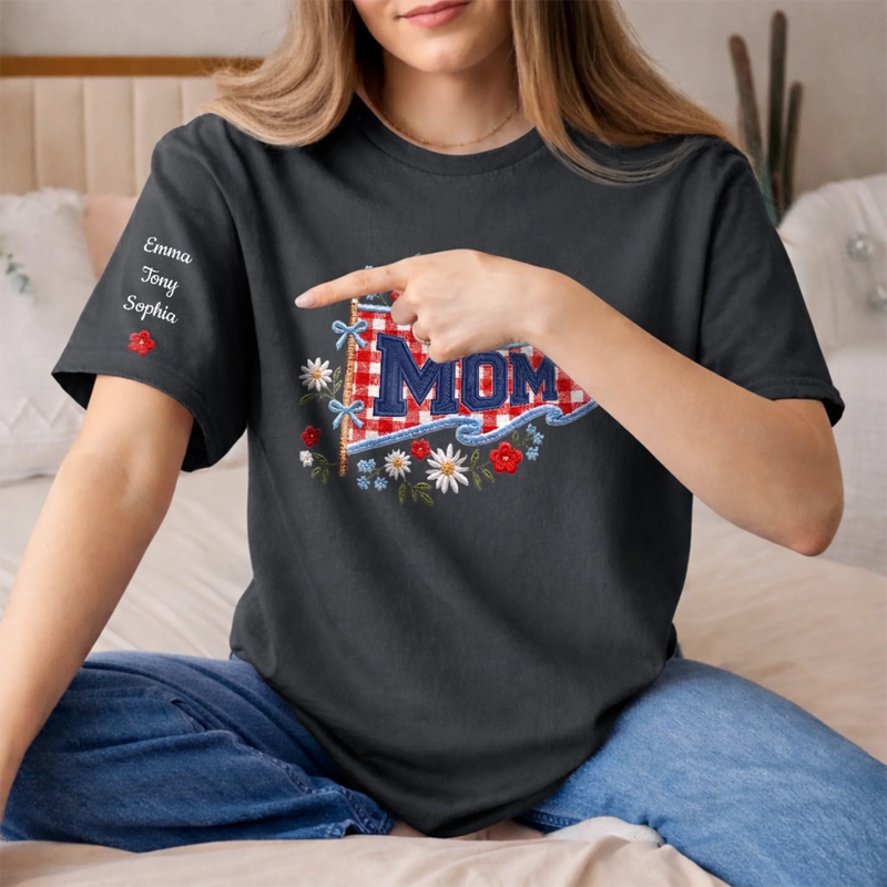 Custom Unisex T-Shirt With Design On Sleeve - Personalized Birthday Gifts For Mom, Grandma - A Mother’s Greatest Treasure