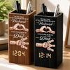 Custom Pen Holder With Clock - Personalized Father's Day Birthday Gifts For Dad, Grandpa, Husband - Forever Thankful For Your Love