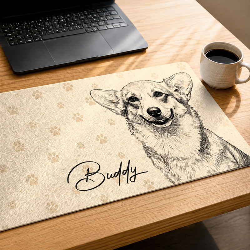 Custom Photo Desk Mat - Personalized Father's Day Birthday Gifts For Dog Cat Lovers, Dog Dad And Mom, Cat Owners - Pure Love, Pure Joy