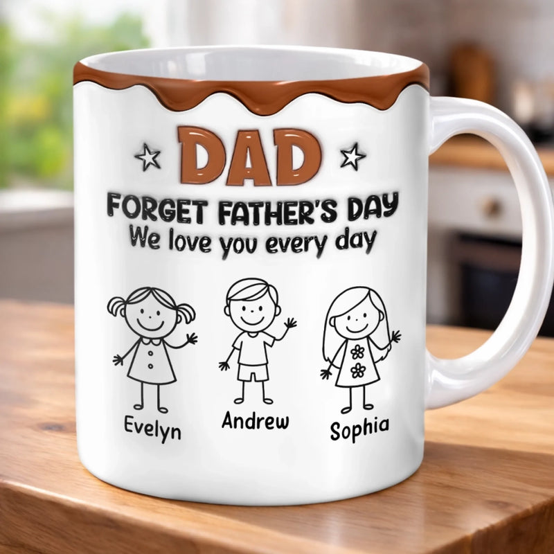 Custom 3D Inflated Effect Printed Mug - Personalized Father's Day Birthday Gifts For Dad, Grandpa - Powered By Dad Energy