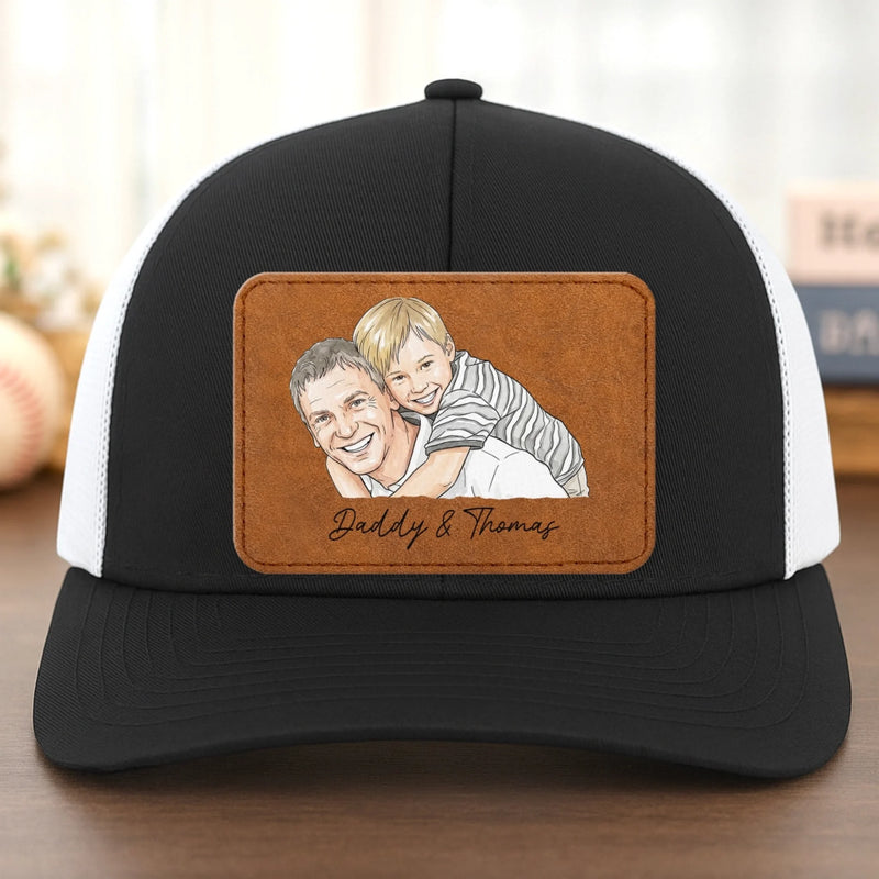 Custom Photo Cap - Personalized Father's Day Birthday Gifts For Dad, Grandpa - Home Is Wherever Dad Is