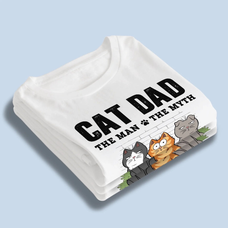 Custom T-shirt, Premium T-shirt, Hoodie - Personalized Father's Day Gifts For Cat Lovers, Cat Mom And Dad - The Man, The Myth, Cat Dad