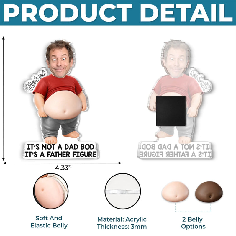 Custom Photo Dad Bod Belly Squishy Acrylic Fridge Magnet – Personalized Father's Day Funny Gifts For Dad, Grandpa – Dad Jokes Loading Please Wait