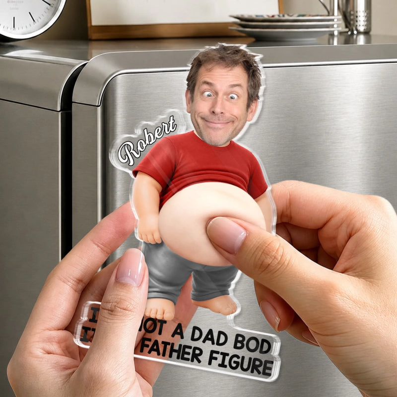 Custom Photo Dad Bod Belly Squishy Acrylic Fridge Magnet – Personalized Father's Day Funny Gifts For Dad, Grandpa – Taste Testing Is A Dad Duty