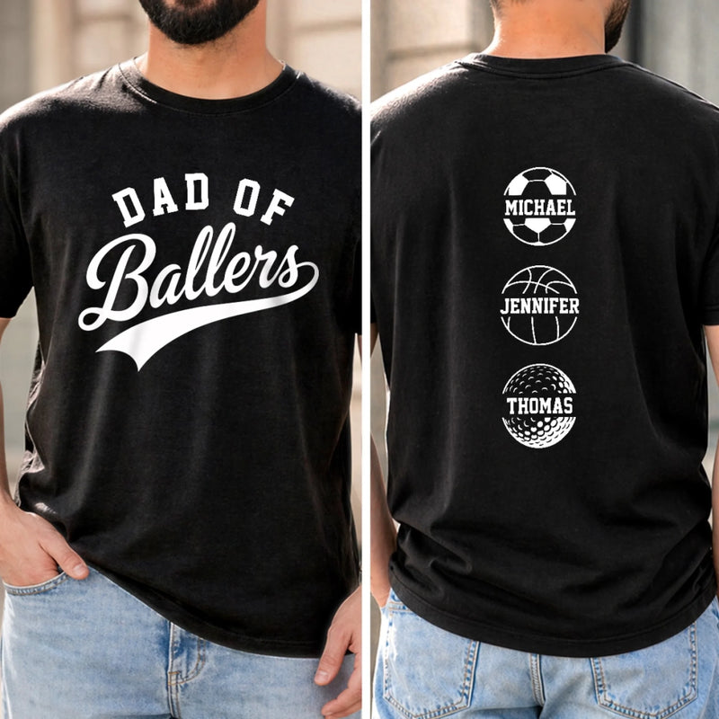 Custom T-shirt - Personalized Father's Day Birthday Gifts For Dad, Grandpa - More Balls More Fun