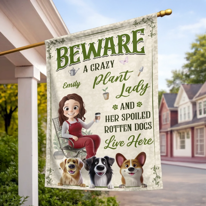 Custom Flag - Personalized Birthday Garden Gifts For Gardeners, Dog Lovers - Her Spoiled Pups, Her Paradise
