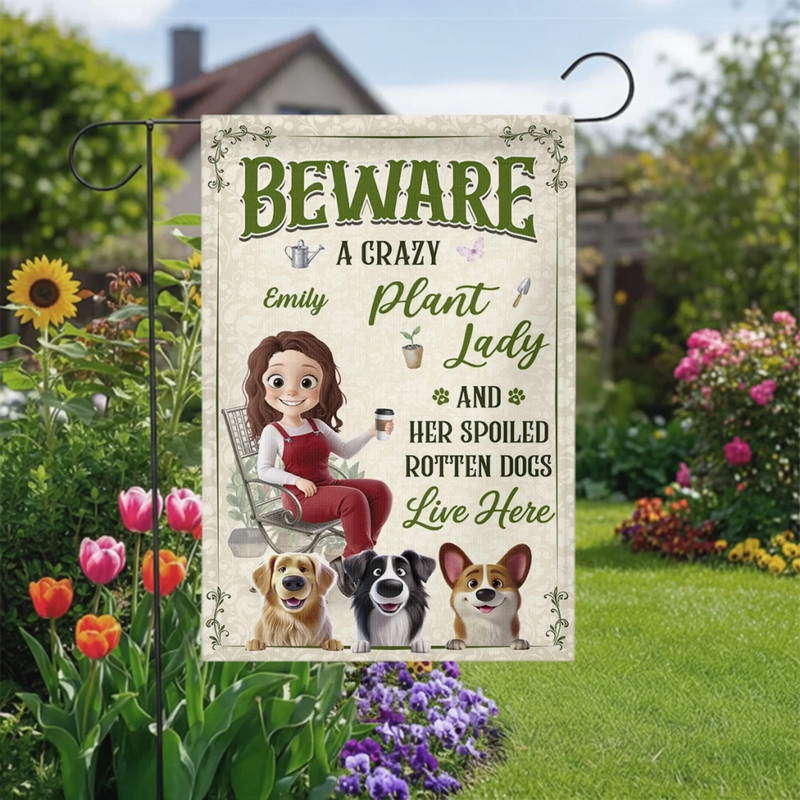 Custom Flag - Personalized Birthday Garden Gifts For Gardeners, Dog Lovers - Her Spoiled Pups, Her Paradise