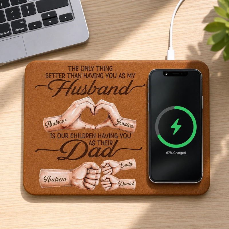 Custom Charging Mat - Personalized Father's Day Birthday Gifts For Dad, Grandpa - Family Creates Power