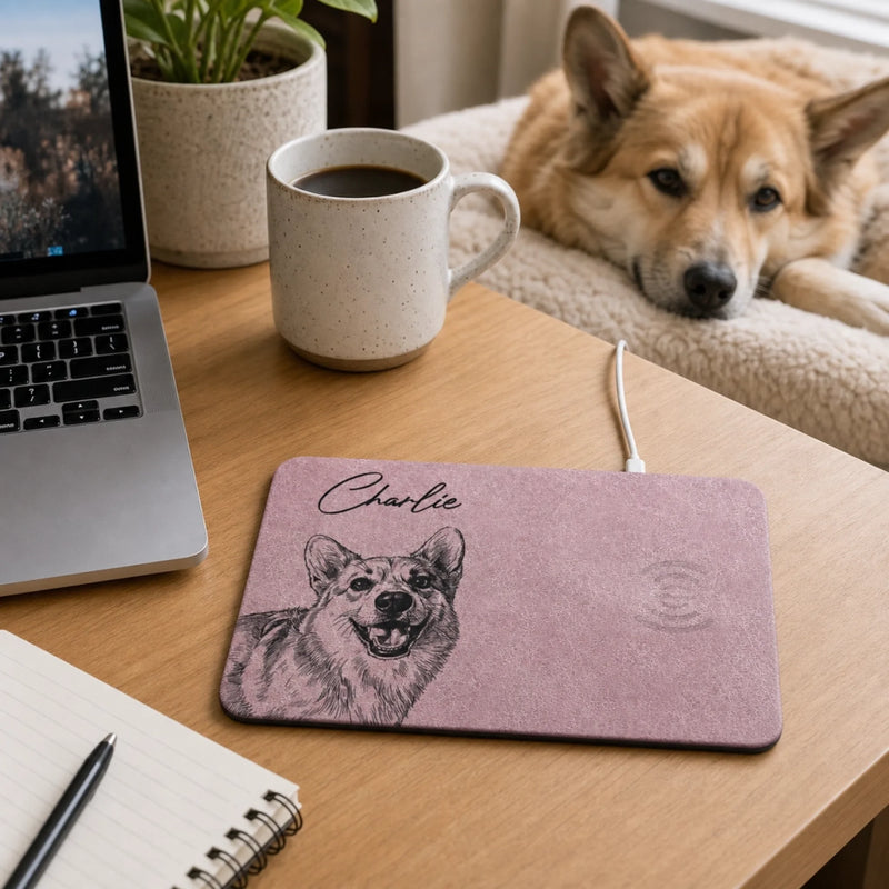 Custom Photo Charging Mat - Personalized Father's Day Birthday Gifts For Dog Cat Lovers, Dog Dad And Mom, Cat Owners - Pets Make A House Home