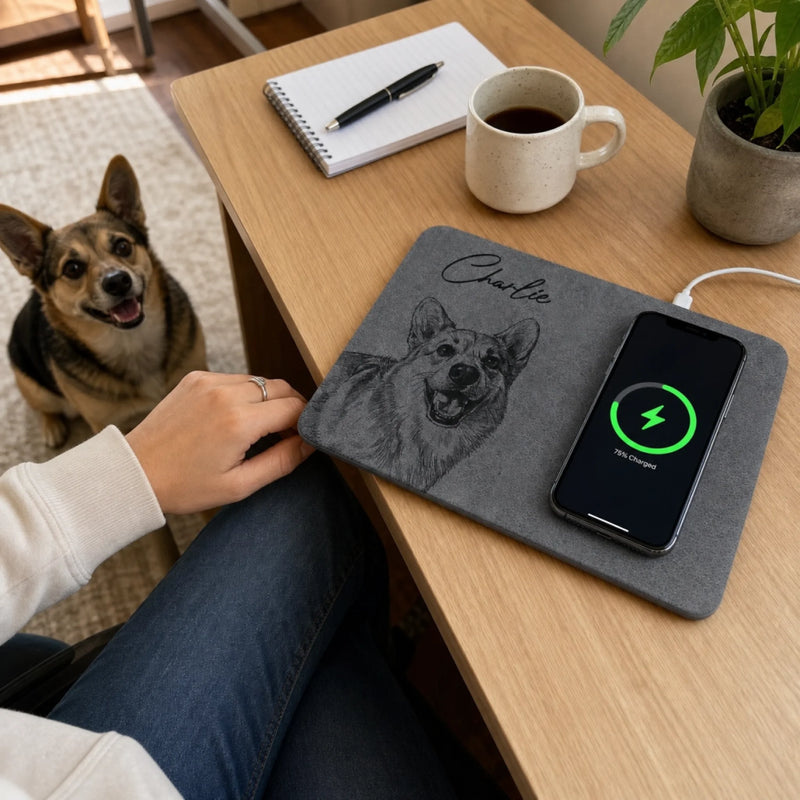 Custom Photo Charging Mat - Personalized Father's Day Birthday Gifts For Dog Cat Lovers, Dog Dad And Mom, Cat Owners - Pets Make A House Home