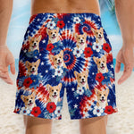 Custom Photo Tropical Hawaiian Aloha Men Beach Shorts - Personalized Summer Vacation And Travel Gifts For Dog Cat Lovers, Dog Dad And Mom, Cat Owners - American Pawtriot