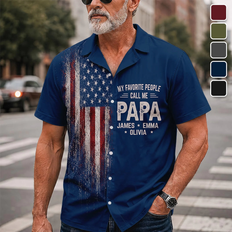Custom Unisex Tropical Hawaiian Aloha Shirt - Personalized America 250th Anniversary Father's Day Gifts For Dad, Grandpa - Proud Dad Strong Legacy