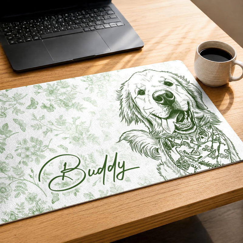 Custom Photo Desk Mat - Personalized Birthday Gifts For Dog Cat Lovers, Dog Dad And Mom, Cat Owners - Forever Etched In My Heart