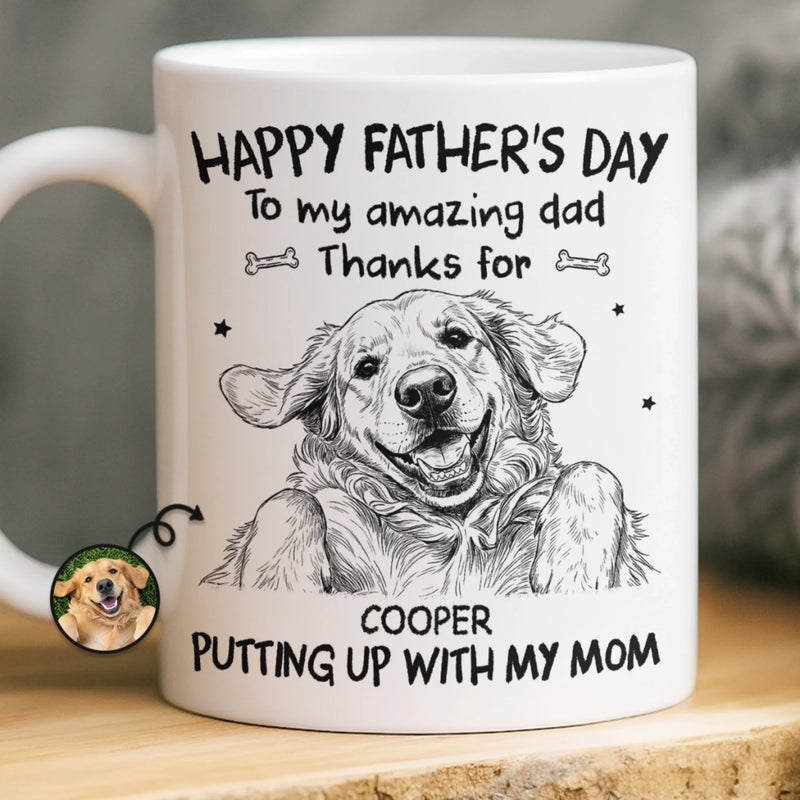 Custom Photo Mug - Personalized Father's Day Birthday Gifts For Dog Cat Lovers, Dog Dad, Cat Owners - To The Amazing Dad
