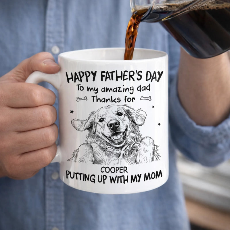 Custom Photo Mug - Personalized Father's Day Birthday Gifts For Dog Cat Lovers, Dog Dad, Cat Owners - To The Amazing Dad