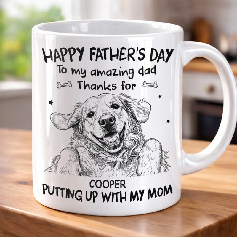 Custom Photo Mug - Personalized Father's Day Birthday Gifts For Dog Cat Lovers, Dog Dad, Cat Owners - To The Amazing Dad