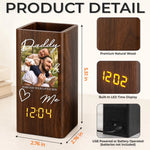 Custom Photo Pen Holder With Clock - Personalized Father's Day Birthday Gifts For Dad, Grandpa - Dad Makes Everything Better