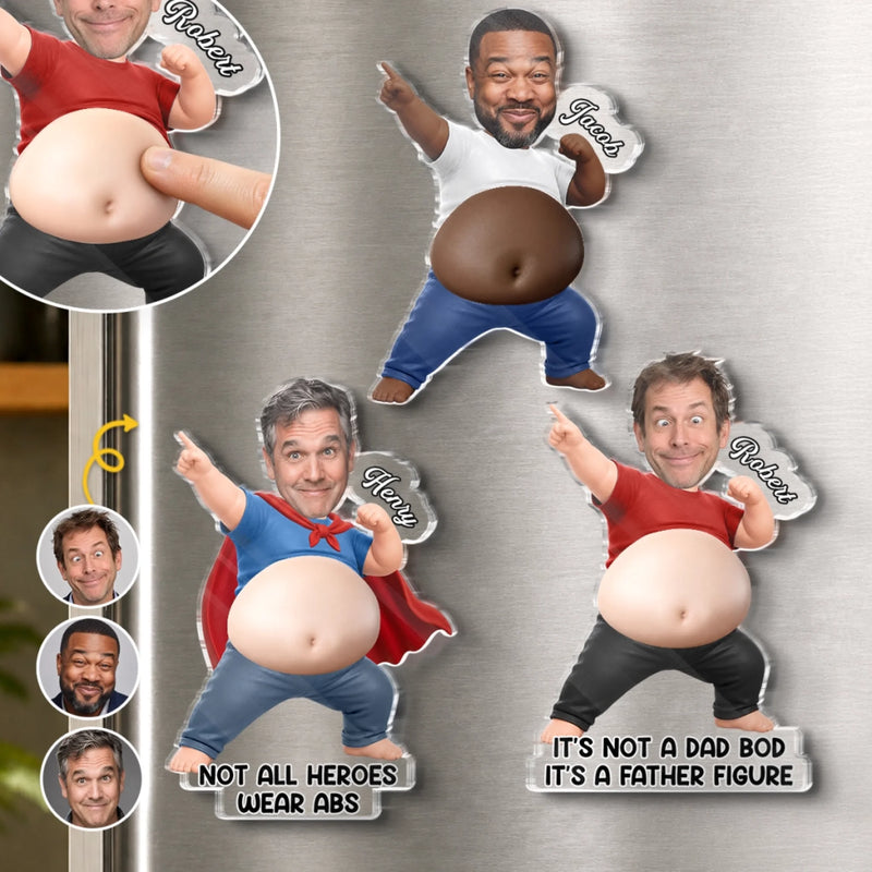 Custom Photo Dad Bod Belly Squishy Acrylic Fridge Magnet – Personalized Father's Day Funny Gifts For Dad, Grandpa – Official Belly Appreciation Club