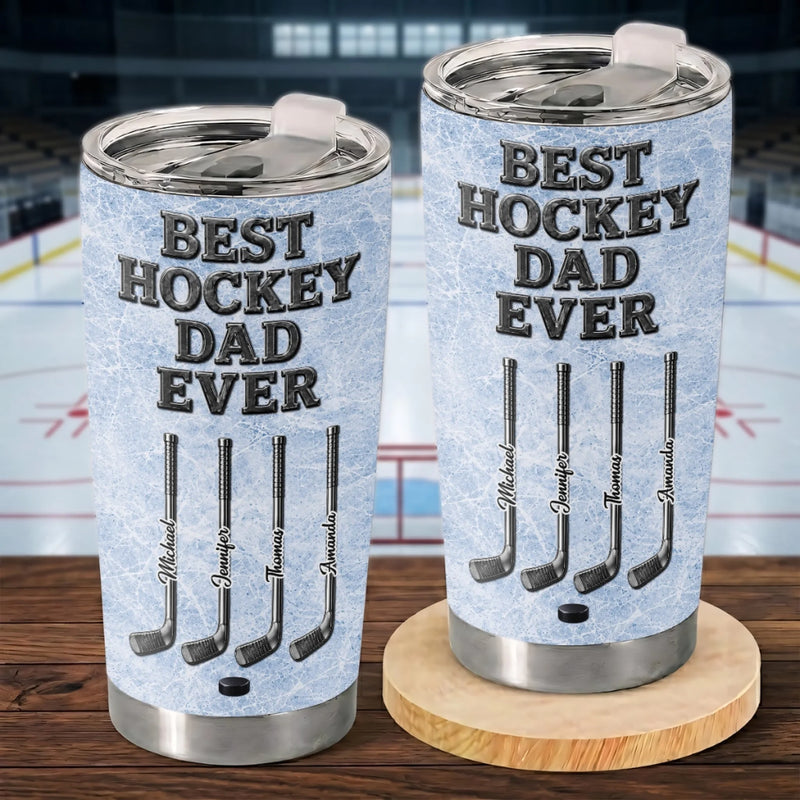 Custom Hockey Tumbler - Personalized Father's Day Birthday Gifts For Dad, Grandpa, Hockey Lovers, Sports Fans, Sports Lovers - Best Hockey Dad Ever