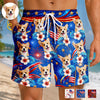 Custom Photo Tropical Hawaiian Aloha Men Beach Shorts - Personalized Summer Vacation And Travel Gifts For Dog Cat Lovers, Dog Dad And Mom, Cat Owners - Patriotic Pup Paradise