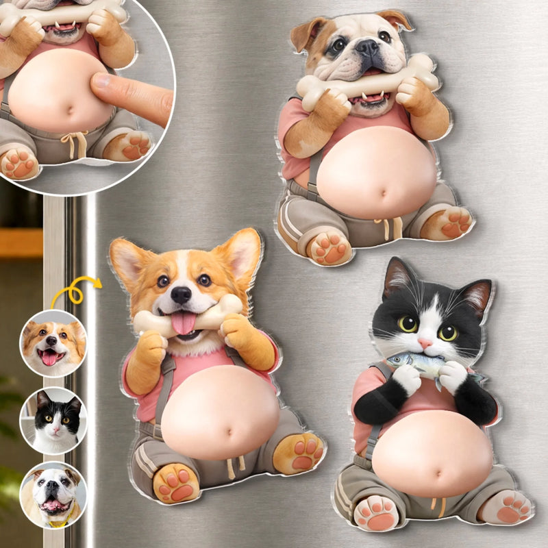 Custom Photo Squishy Acrylic Fridge Magnet – Personalized Birthday Gifts For Dog Cat Lovers, Dog Dad And Mom, Cat Owners - Behold The Glorious Roundness
