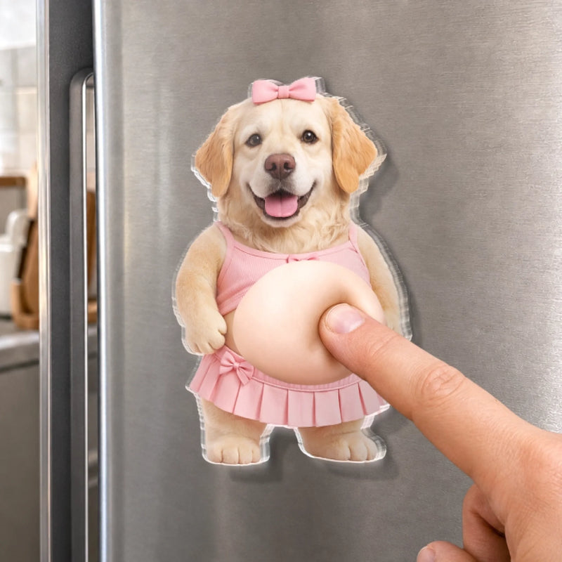 Custom Photo Squishy Acrylic Fridge Magnet – Personalized Birthday Gifts For Dog Cat Lovers, Dog Dad And Mom, Cat Owners - My Favorite Daily Giggle