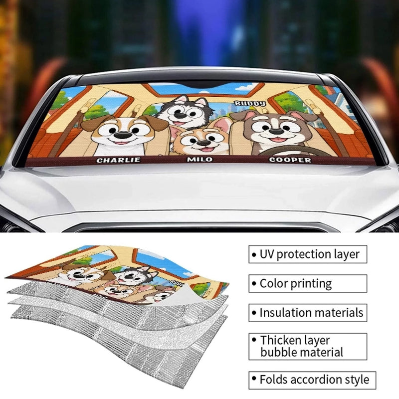 Custom Auto Windshield Sunshade, Car Window Protector - Personalized Birthday Gifts For Dog Cat Lovers, Dog Dad And Mom, Cat Owners - Paws Make Life Better