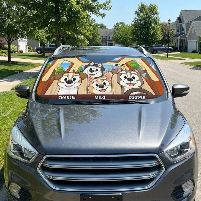 Custom Auto Windshield Sunshade, Car Window Protector - Personalized Birthday Gifts For Dog Cat Lovers, Dog Dad And Mom, Cat Owners - Paws Make Life Better