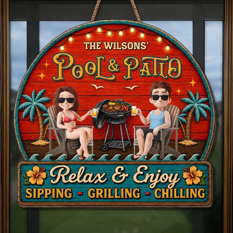 Custom Wood Sign - Personalized Summer Vacation And Travel Gifts For Husband And Wife, Him And Her - Our Happy Camper Oasis