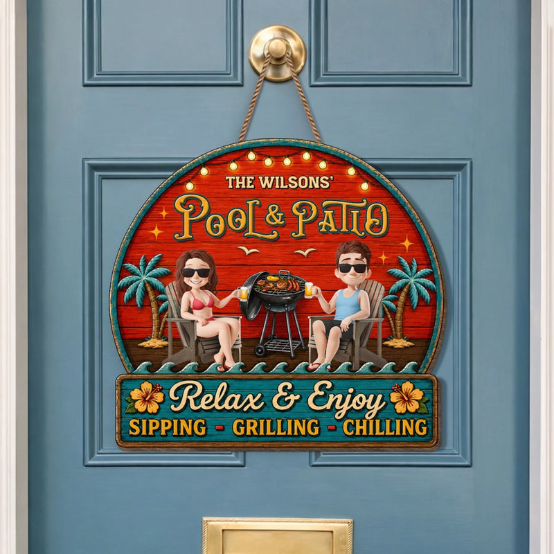 Custom Wood Sign - Personalized Summer Vacation And Travel Gifts For Husband And Wife, Him And Her - Our Happy Camper Oasis
