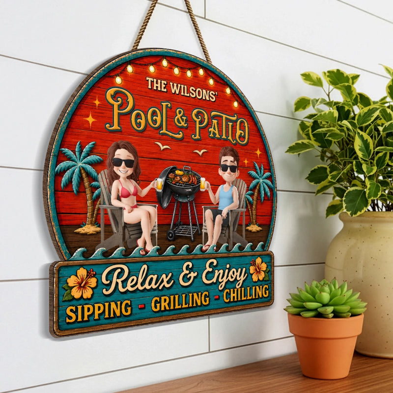 Custom Wood Sign - Personalized Summer Vacation And Travel Gifts For Husband And Wife, Him And Her - Our Happy Camper Oasis