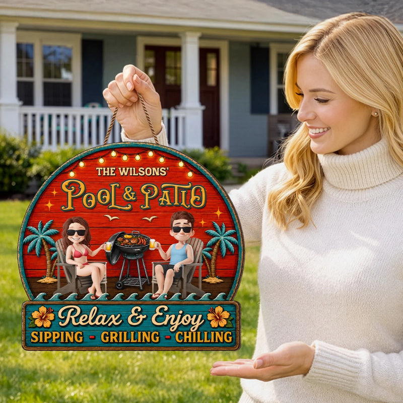 Custom Wood Sign - Personalized Summer Vacation And Travel Gifts For Husband And Wife, Him And Her - Our Happy Camper Oasis