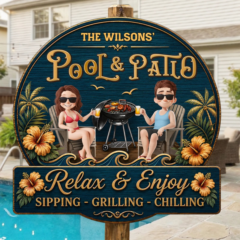 Custom Wood Sign - Personalized Summer Vacation And Travel Gifts For Husband And Wife, Him And Her - Welcome To Our Backyard Bar