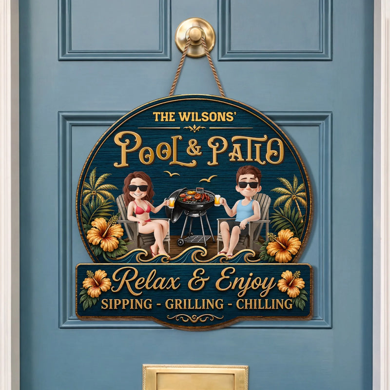 Custom Wood Sign - Personalized Summer Vacation And Travel Gifts For Husband And Wife, Him And Her - Welcome To Our Backyard Bar