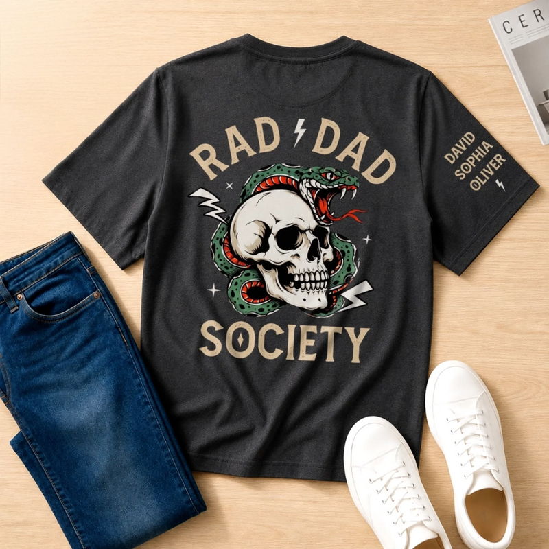 Custom T-Shirt - Personalized  Father's Day Birthday Gifts For Dad, Grandpa - Rad Dad Legend