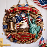 Custom Wood Sign - Personalized America 250th Anniversary Gifts For Mom, Dad, Brother, Sister, Kids - Faith, Family And Freedom