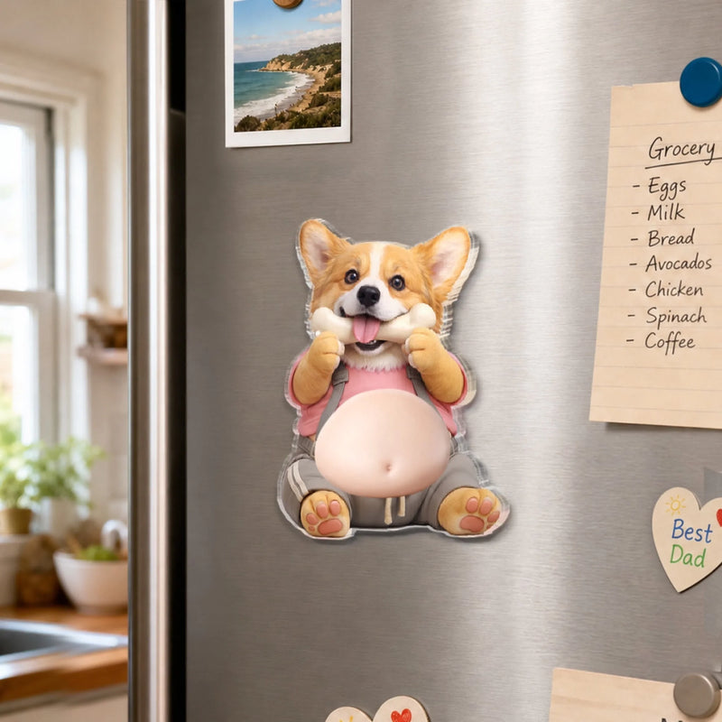 Custom Photo Squishy Acrylic Fridge Magnet – Personalized Birthday Gifts For Dog Cat Lovers, Dog Dad And Mom, Cat Owners - Behold The Glorious Roundness