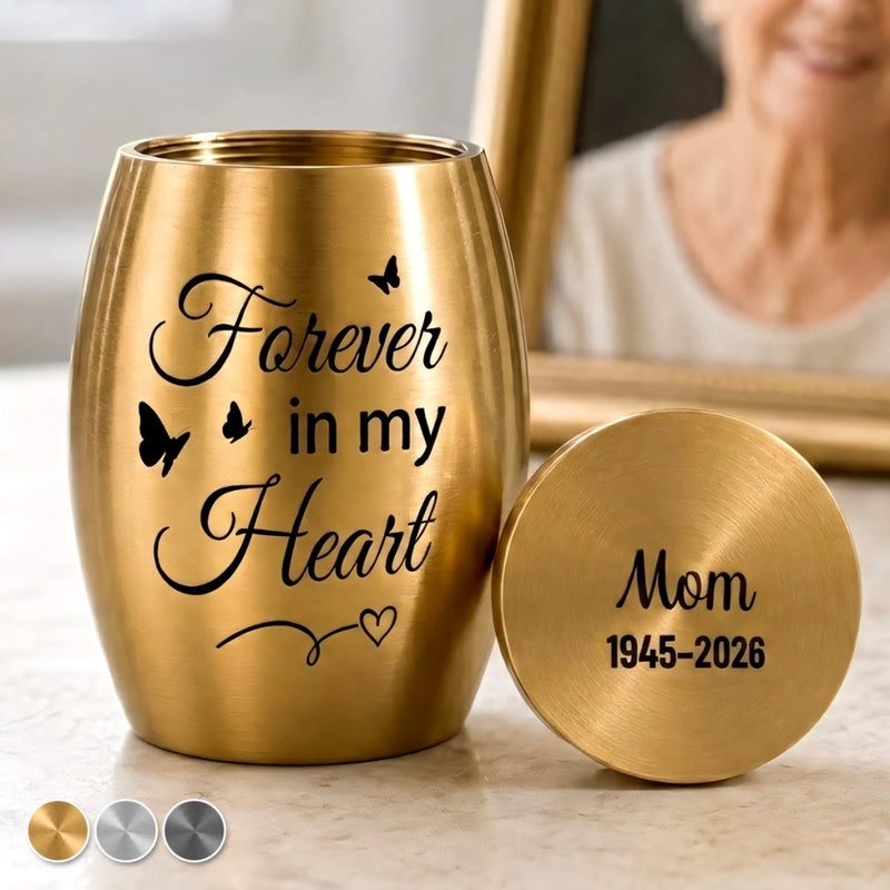 Custom Memorial Urn - Personalized  Memorial Sympathy Gifts For Loss Of Mom, Dad – Forever In Our Hearts