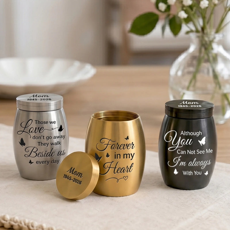 Custom Memorial Urn - Personalized  Memorial Sympathy Gifts For Loss Of Mom, Dad – Forever In Our Hearts