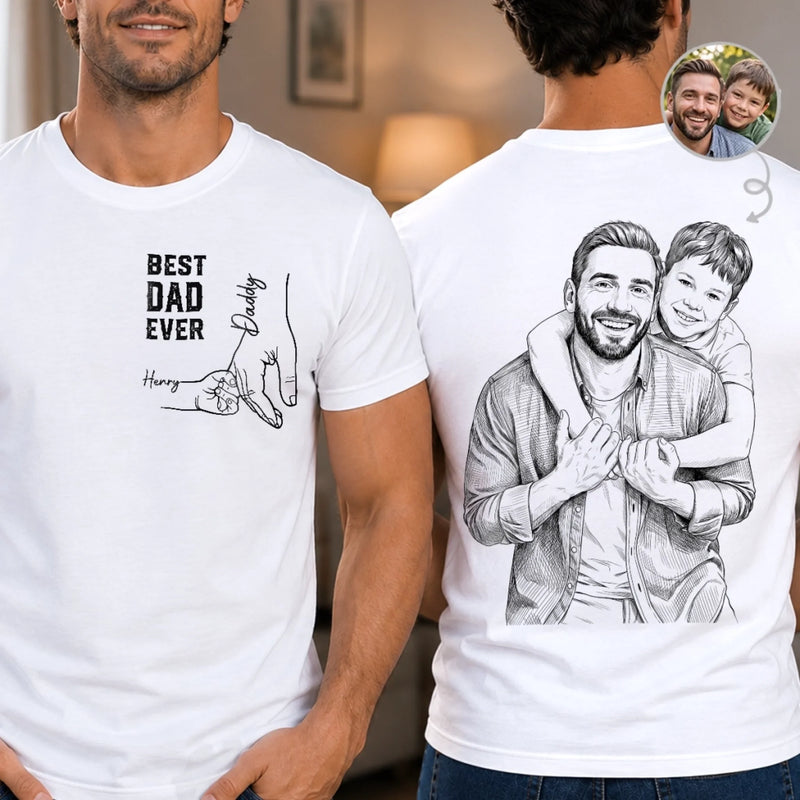Custom Photo Unisex T-shirt - Personalized Father's Day Birthday Gifts For Dad, Grandpa - Blessed With The Best Dad