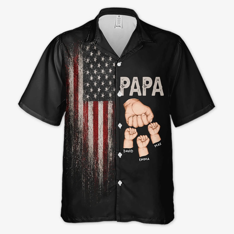 Custom Unisex Tropical Hawaiian Aloha Shirt - Personalized America 250th Anniversary Father's Day Gifts For Dad, Grandpa - Freedom Family Dad